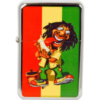 Benzin-Feuerzeug "Rasta-Man" 12er Stand-Display
