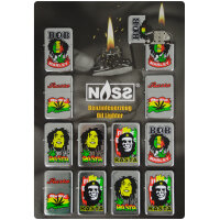 Benzin-Feuerzeug "Rasta" 12er Stand-Display