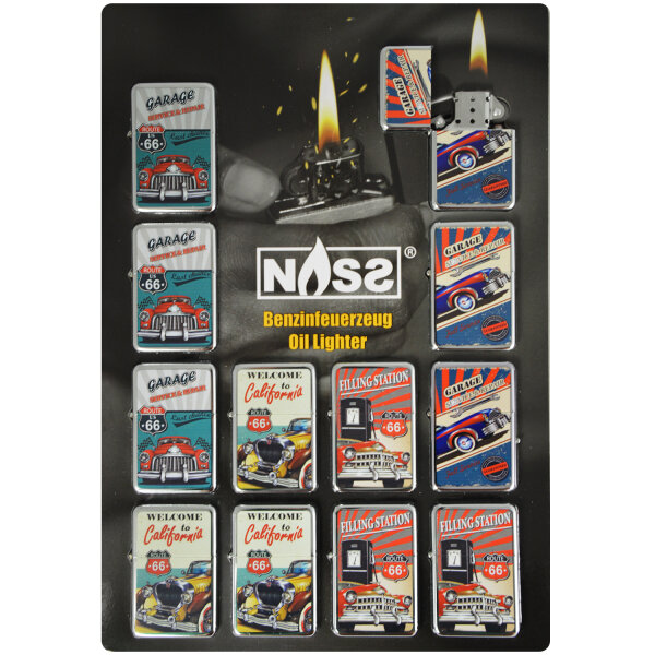 Benzin-Feuerzeug "Oldtimer ||" 12er Stand-Display
