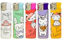Cute Rabbits Motiv-Feuerzeug, 50er Display