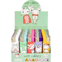 Cute Rabbits Motiv-Feuerzeug, 50er Display
