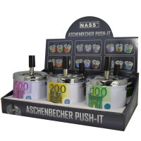 Dreh-Aschenbecher &bdquo;Euro&ldquo; | &Oslash; 9,0 x 12,0 cm | 6er Display
