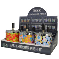 Dreh-Aschenbecher &bdquo;Flower&ldquo; | &Oslash; 9,0 x 12,0 cm | 6er Display