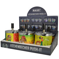 Dreh-Aschenbecher &bdquo;Rasta&ldquo; | &Oslash; 9,0 x 12,0 cm | 6er Display