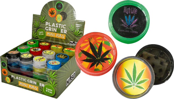 MiniMag Kompakt-Grinder mit Cannabisblatt, 48er Display