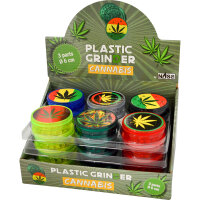 CannabisGrind Kunststoff-Grinder mit Motiven, 24er Display