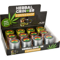 Coffeeshop Metall-Grinder 4-teilig, 4cm, 12er Display