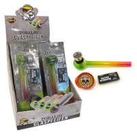 Glaspfeife inkl. Plastikgrinder Gorilla 70, 12er Display