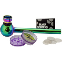 Flow Pipe Set, Glaspfeife inkl. Grinder + Siebe 12er Display