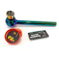 Flow Pipe Set, Glaspfeife inkl. Grinder + Siebe 12er Display