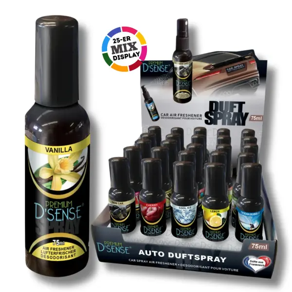 D Sense Auto-Duftspray 75ml Mix-Sortiment, 25er Display